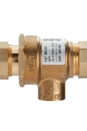 Budget Watts 9DM3 1/2 Dbl Thrd Union Brass Dual Check Valve With Atmospheric Vent