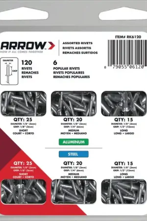 Arrow RK6120 Rivet Pack Assortment While Supplies Last
