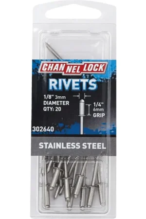 Channellock 302640 - 1/8 In. Dia. x 1/4 In. Grip Stainless Steel POP Rivet (20-Pack) Seasonal Sale