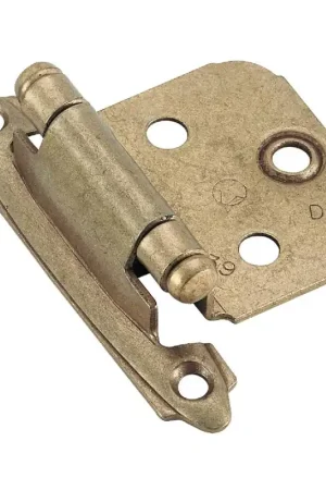 Crafted Amerock BPR3429BB Burnished Brass Self-Closing Face Mount Overlay Hinge (2-Pack)