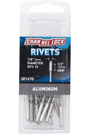 Channellock 381470 1/8 In. Dia. x 1/2 In. Grip Aluminum POP Rivet 15-Pack Best Price