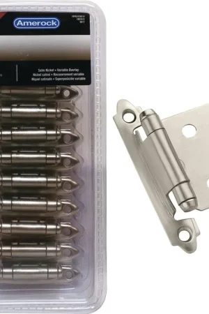Amerock 1887612 Satin Nickel Face Mount Self-Closing Overlay Hinge Pack New Release