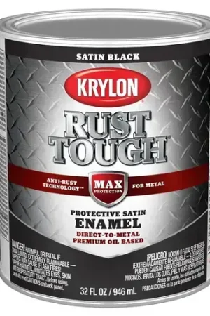 Flash Sale Krylon K09707008 Rust Tough Oil-Based Satin Rust Control Enamel Black 1 Qt.