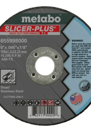 Metabo 655352000 Slicer Plus - A60TX Cutting Wheel Same Day Shipping