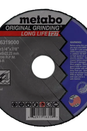 Metabo 616782000 Grinding Wheel 7 inches 1/4 inches 7/8 inches A24R Direct From Factory